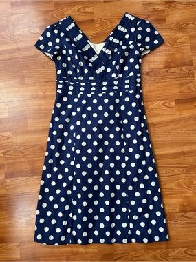 Boden Navy Polka Dot Cotton Dress
